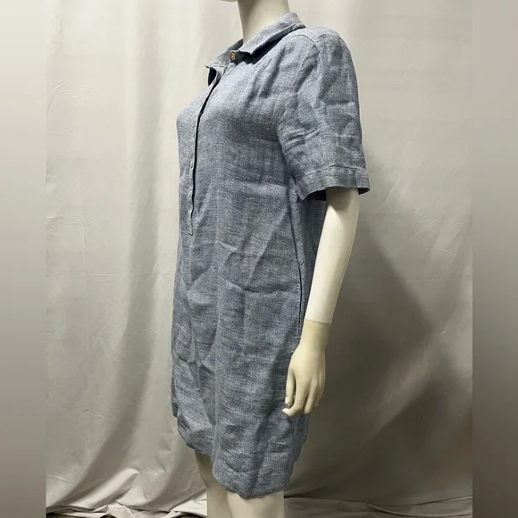 FAHERTY Linen Blue Casual Relaxed Comfy Play Day Dress Women Medium - Picture 5 of 8